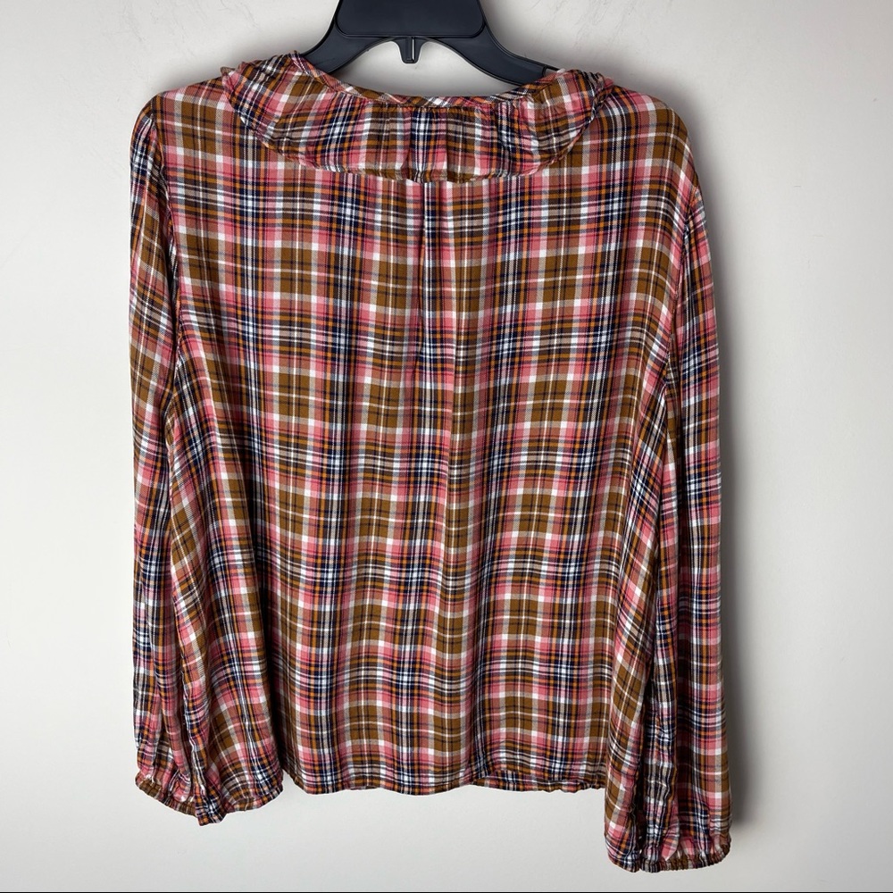 J Crew Point Sur Plaid Ruffle Top XL - Picture 9 of 12